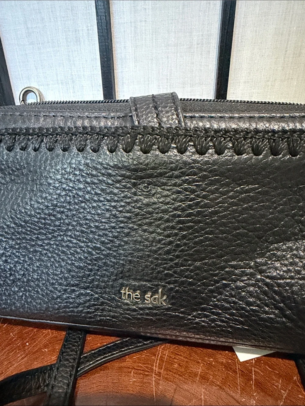 The Sak Iris Black WristletCrochet Detail Crossbody Wallet NEW See Details